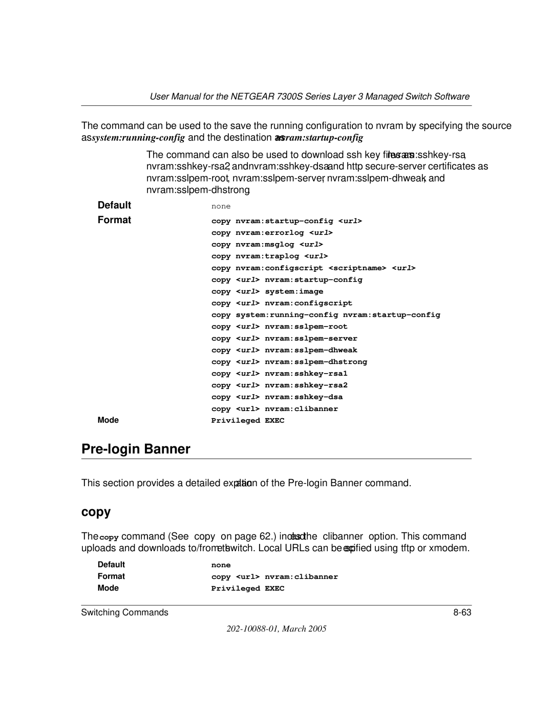 NETGEAR NETGEAR user manual Pre-login Banner, Default 