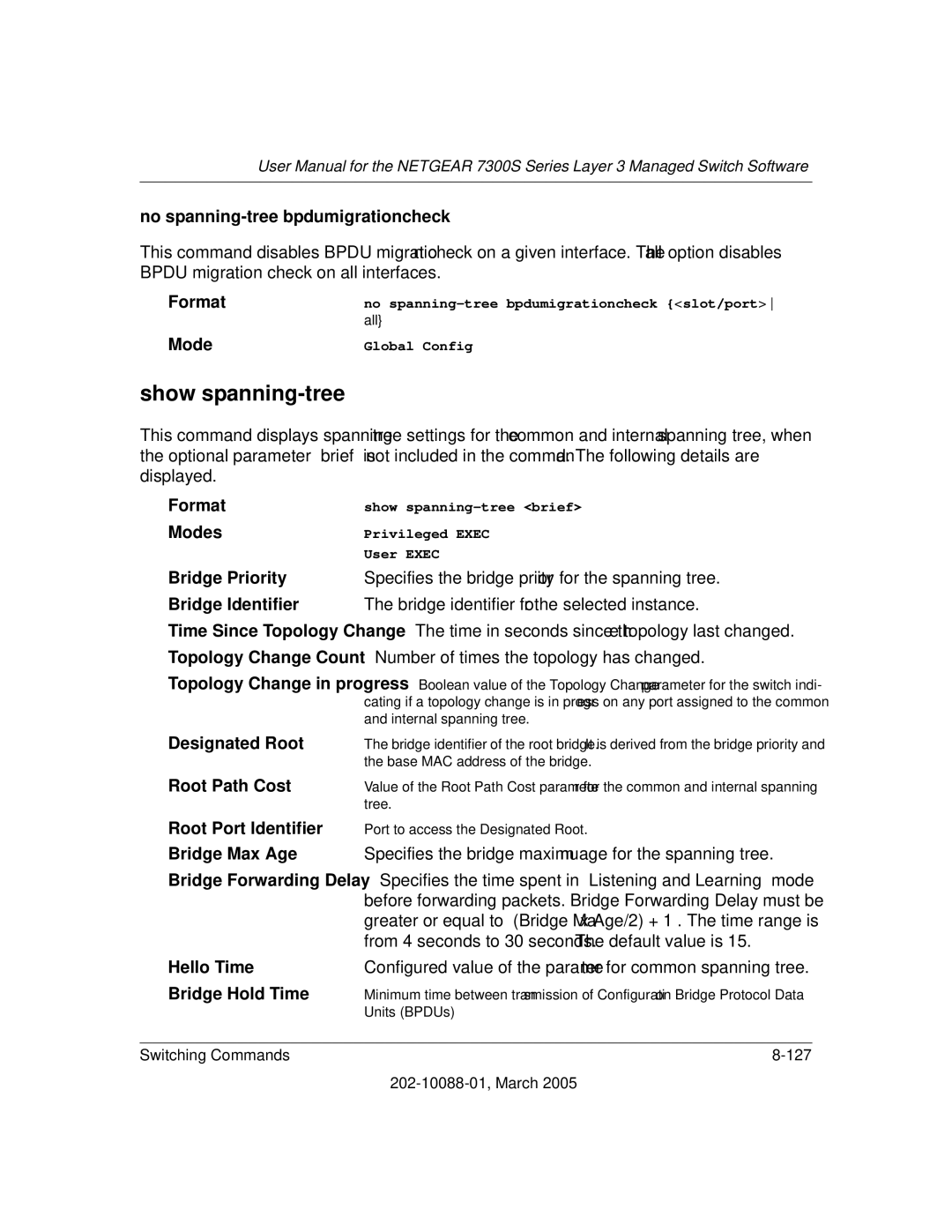 NETGEAR NETGEAR user manual Show spanning-tree 