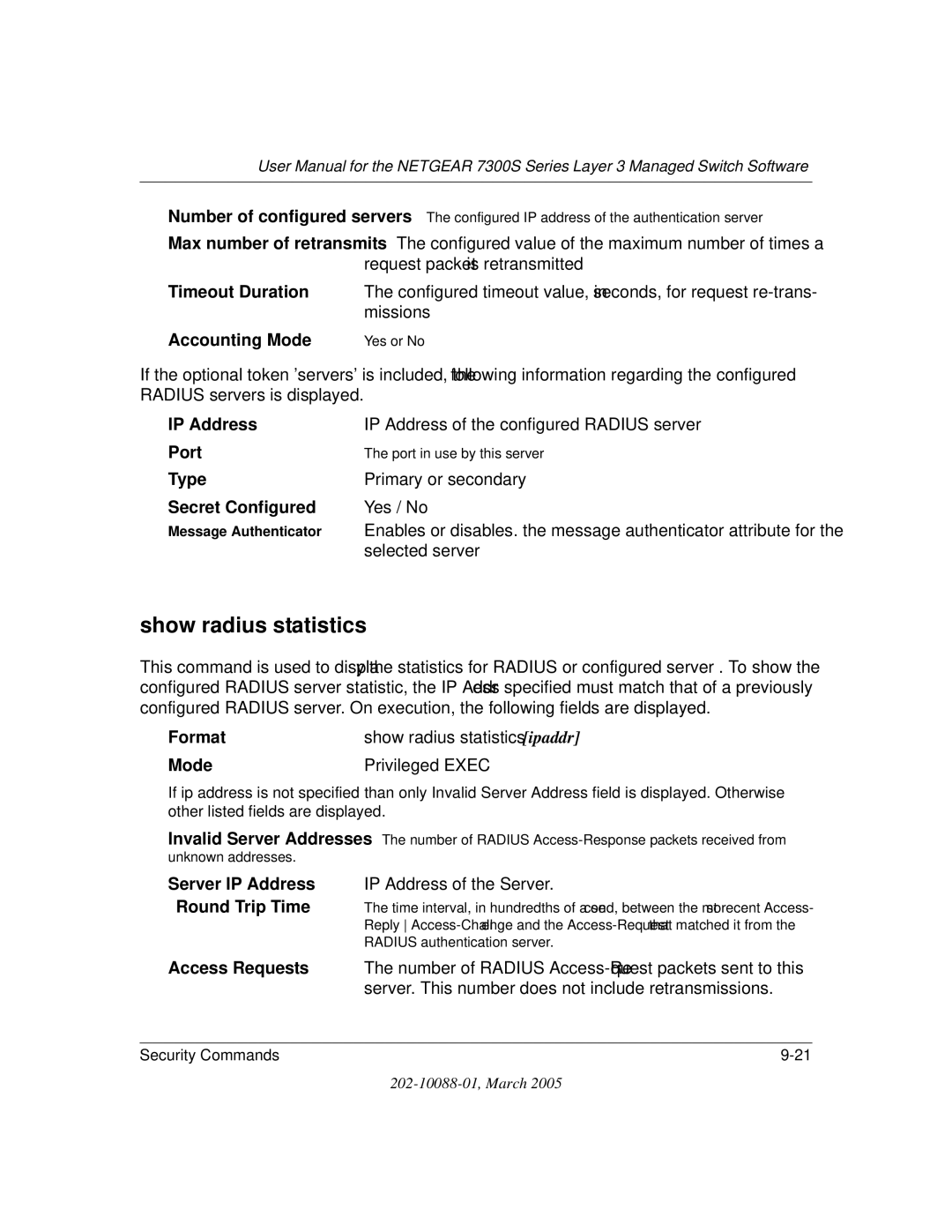 NETGEAR NETGEAR user manual Show radius statistics 