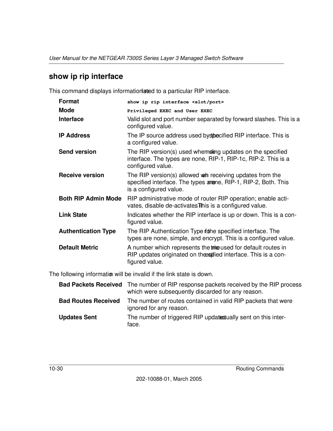 NETGEAR NETGEAR user manual Show ip rip interface 