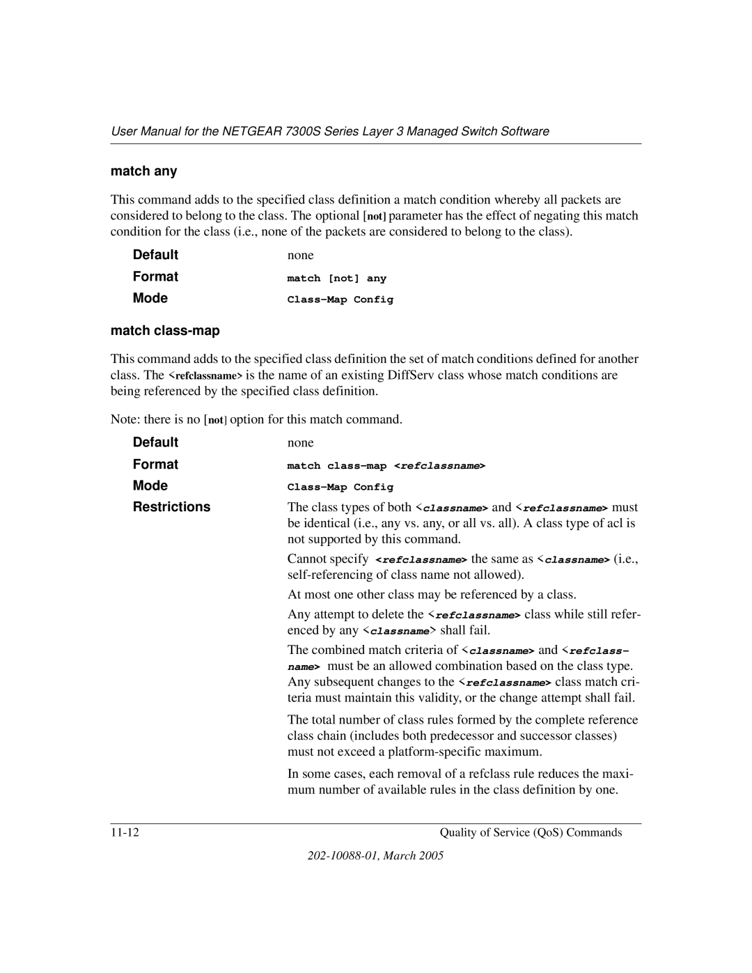 NETGEAR NETGEAR user manual Match any, Match class-map 