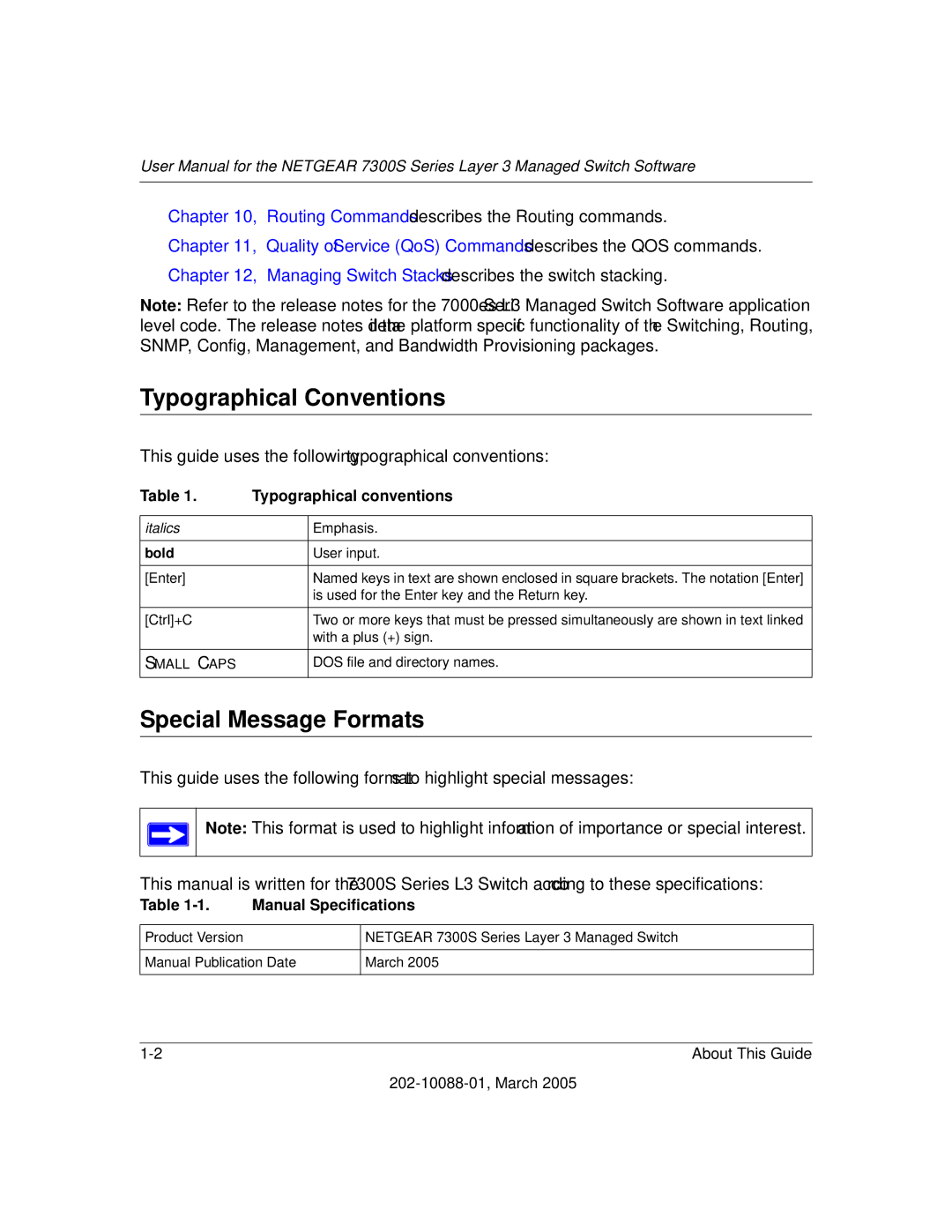 NETGEAR NETGEAR user manual Typographical Conventions, Special Message Formats 