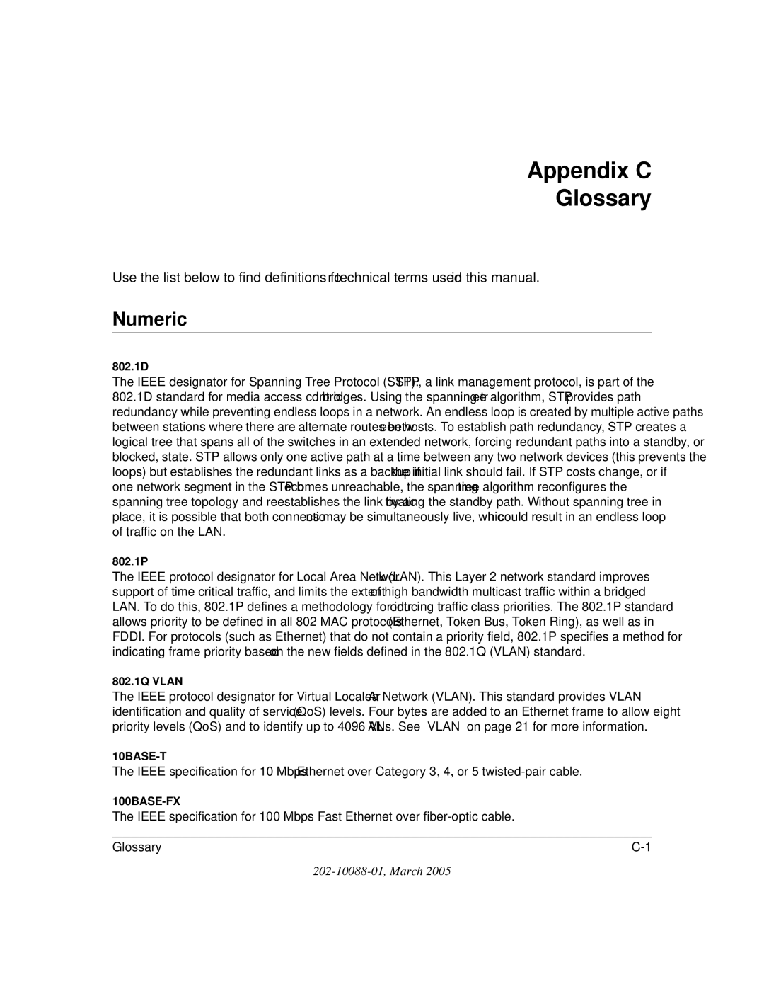 NETGEAR NETGEAR user manual Appendix C Glossary, Numeric 