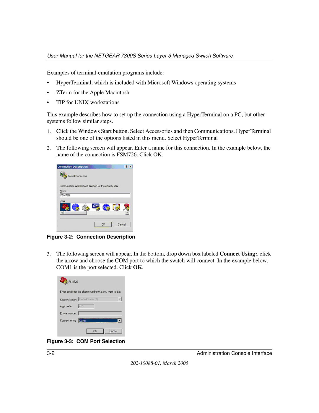 NETGEAR NETGEAR user manual Connection Description 