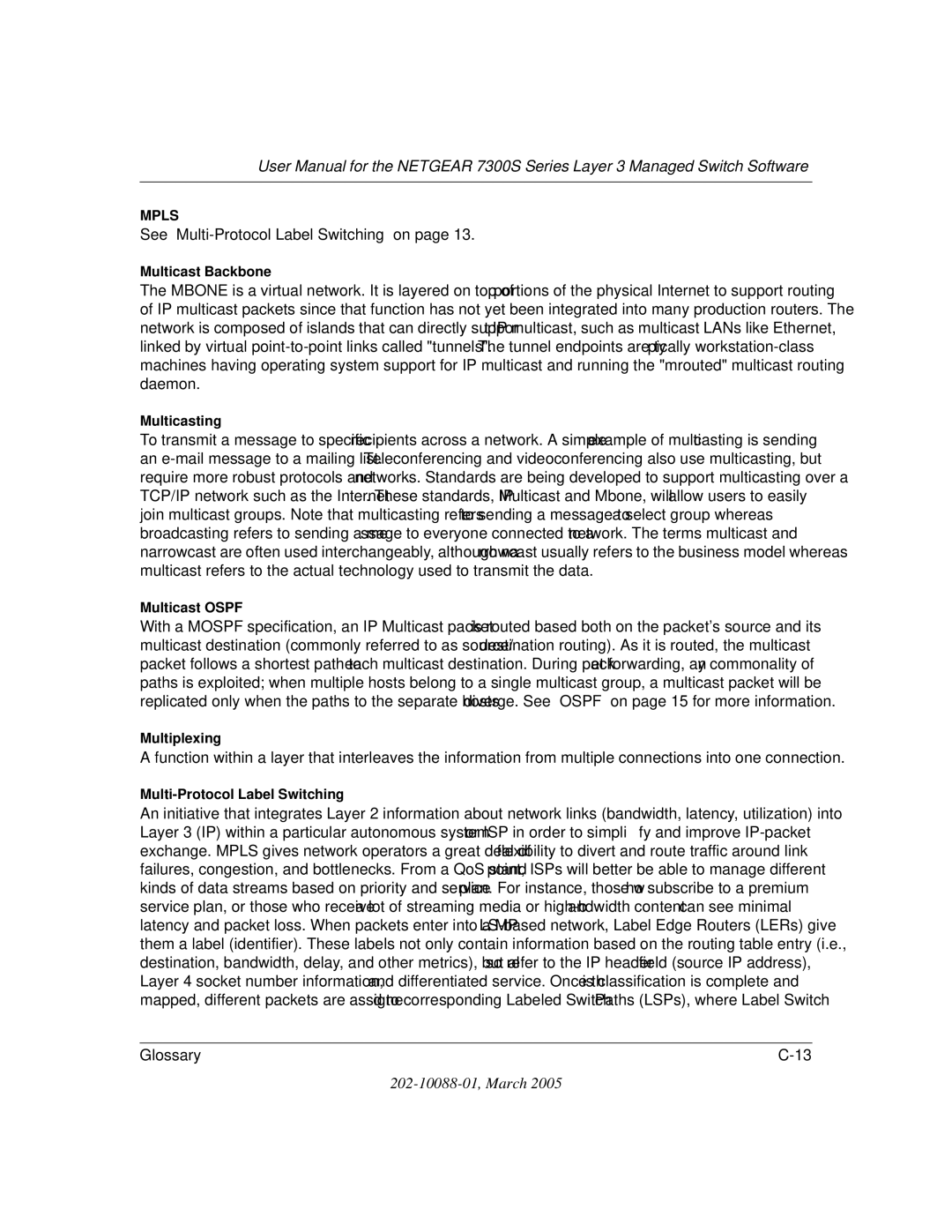 NETGEAR NETGEAR user manual See Multi-Protocol Label Switching on 