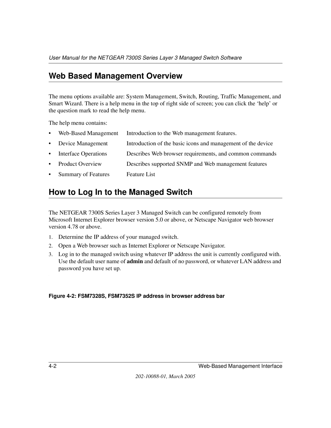 NETGEAR NETGEAR user manual Web Based Management Overview, How to Log In to the Managed Switch 