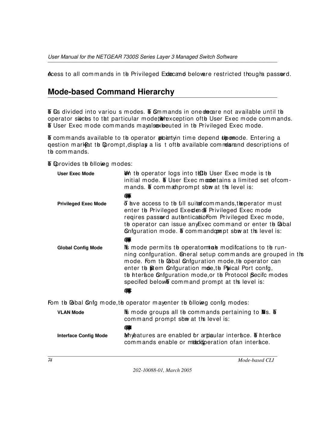 NETGEAR NETGEAR user manual Mode-based Command Hierarchy, Command prompt shown at this level is 