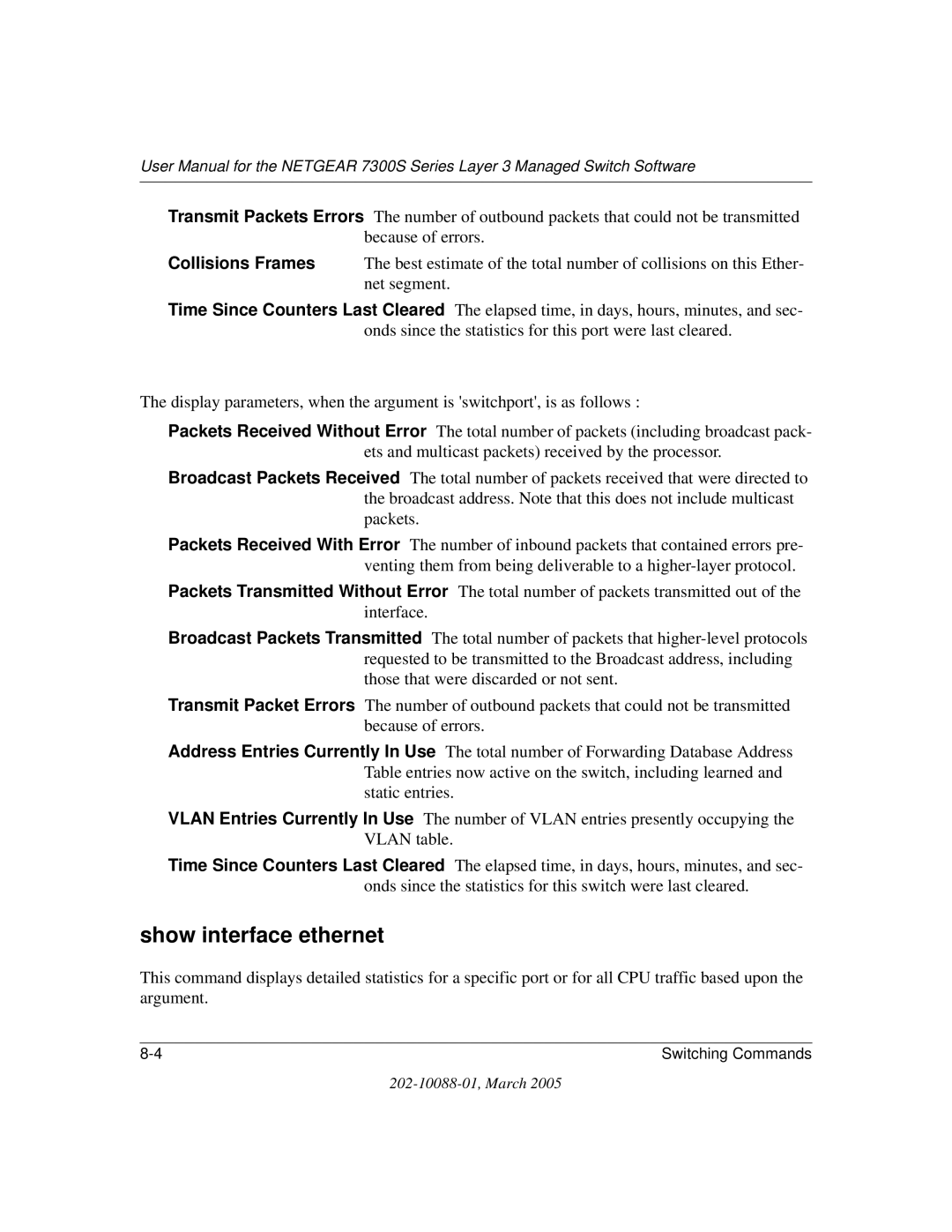 NETGEAR NETGEAR user manual Show interface ethernet 