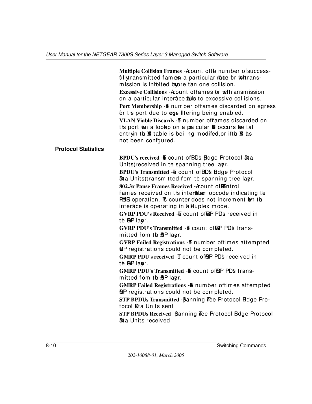 NETGEAR NETGEAR user manual Protocol Statistics 