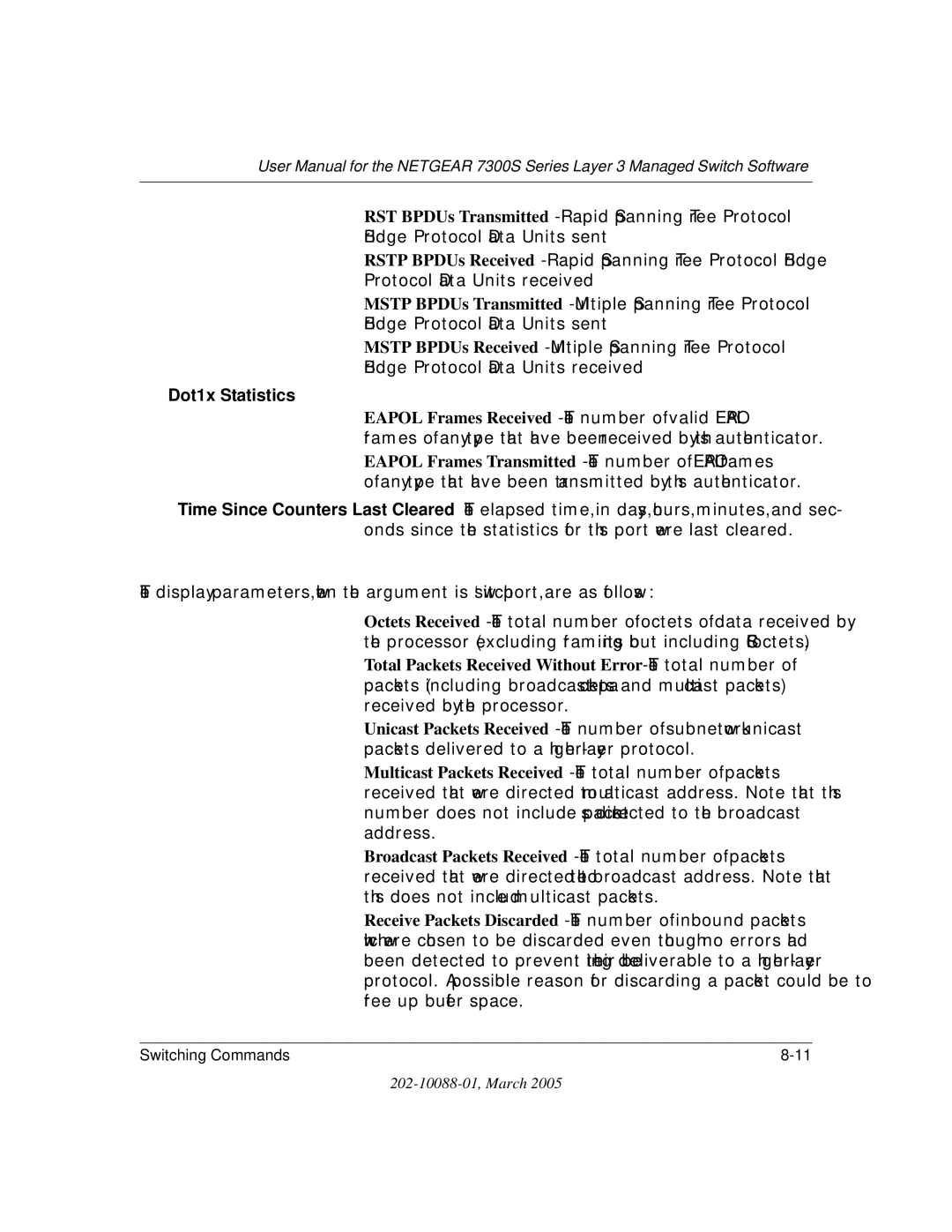 NETGEAR NETGEAR user manual Dot1x Statistics 