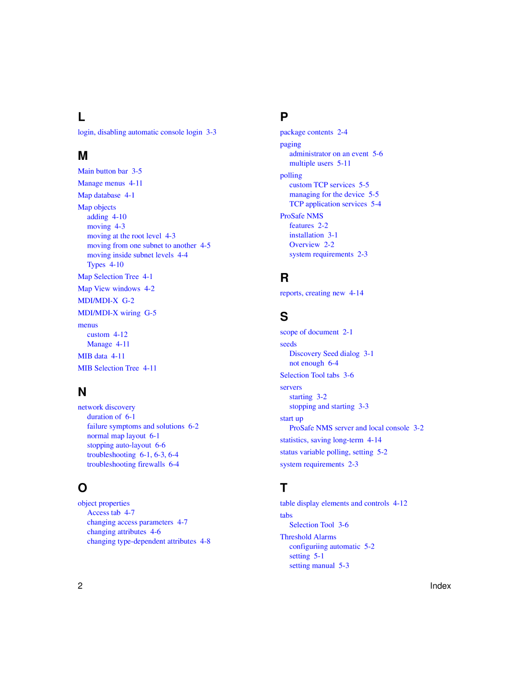 NETGEAR NMS100 manual Index 