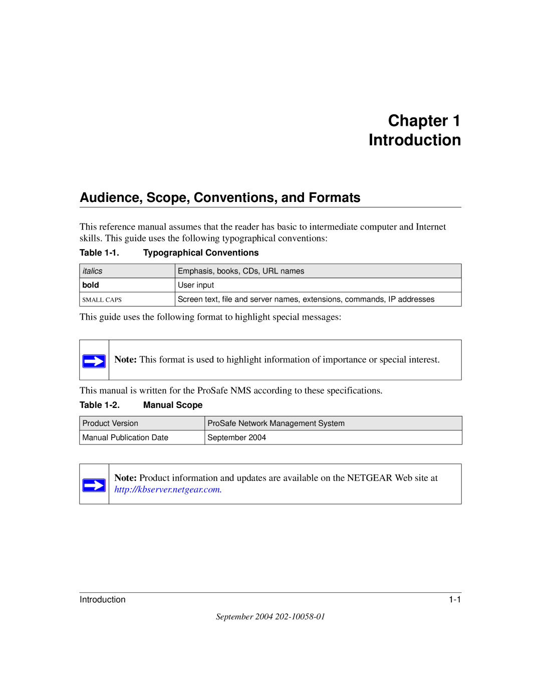 NETGEAR NMS100 manual Audience, Scope, Conventions, and Formats, Typographical Conventions, Manual Scope 