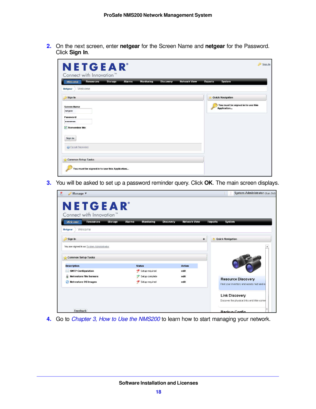 NETGEAR quick start ProSafe NMS200 Network Management System 