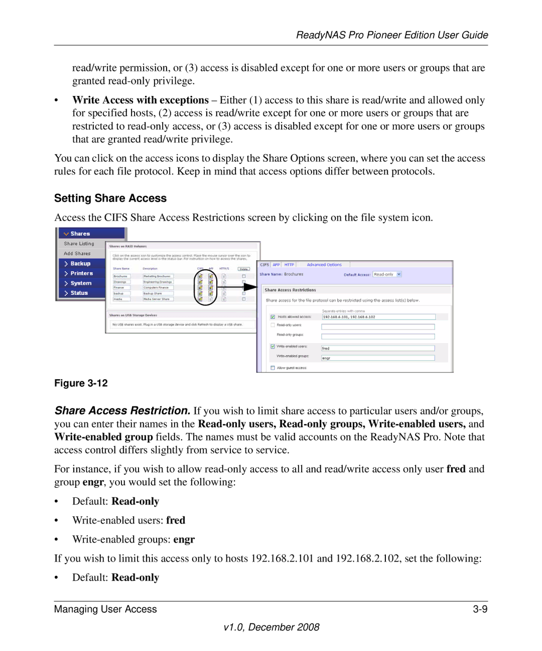 NETGEAR Pioneer Edition manual Setting Share Access 