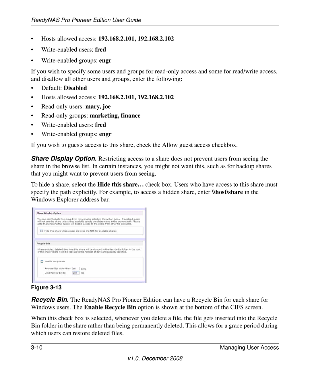 NETGEAR Pioneer Edition manual Hosts allowed access 192.168.2.101 