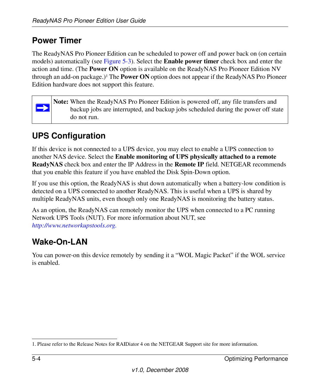 NETGEAR Pioneer Edition manual Power Timer, UPS Configuration, Wake-On-LAN 