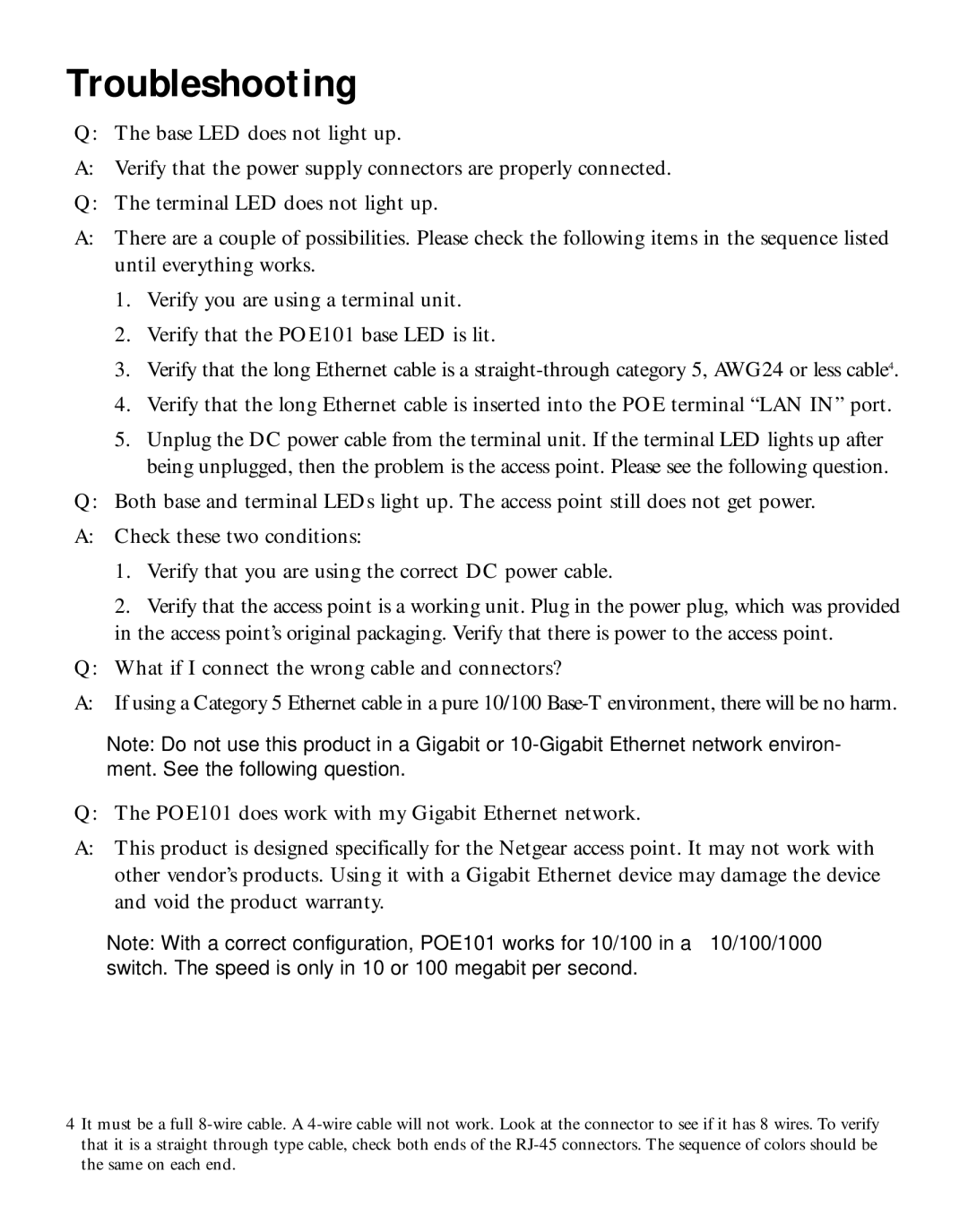 NETGEAR POE101 manual Troubleshooting 