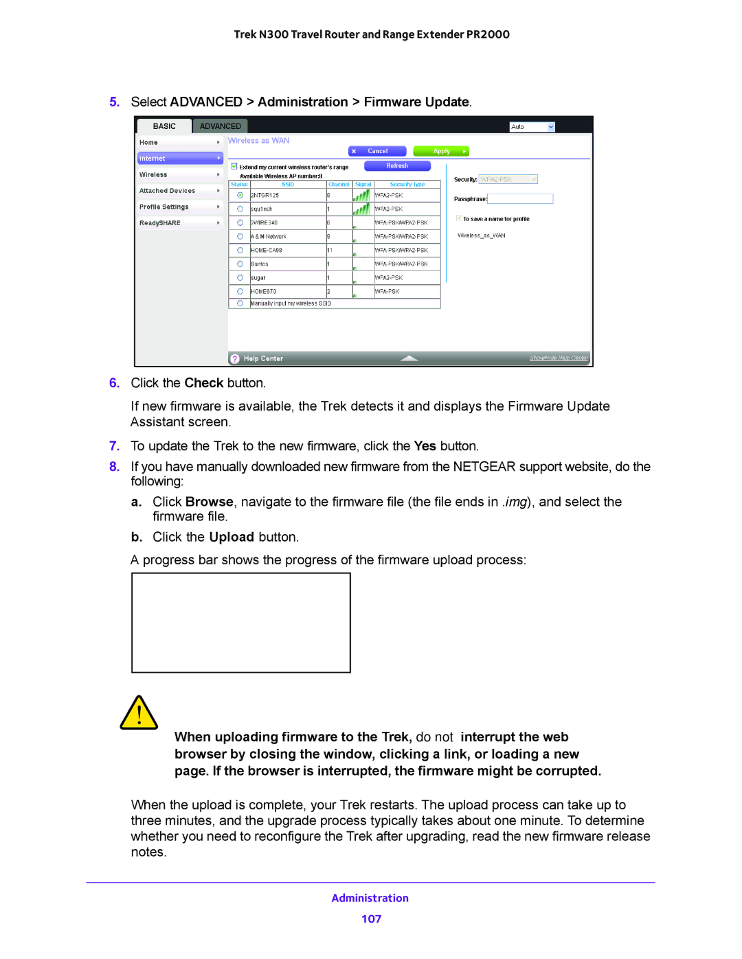 NETGEAR PR2000 user manual Select Advanced Administration Firmware Update 