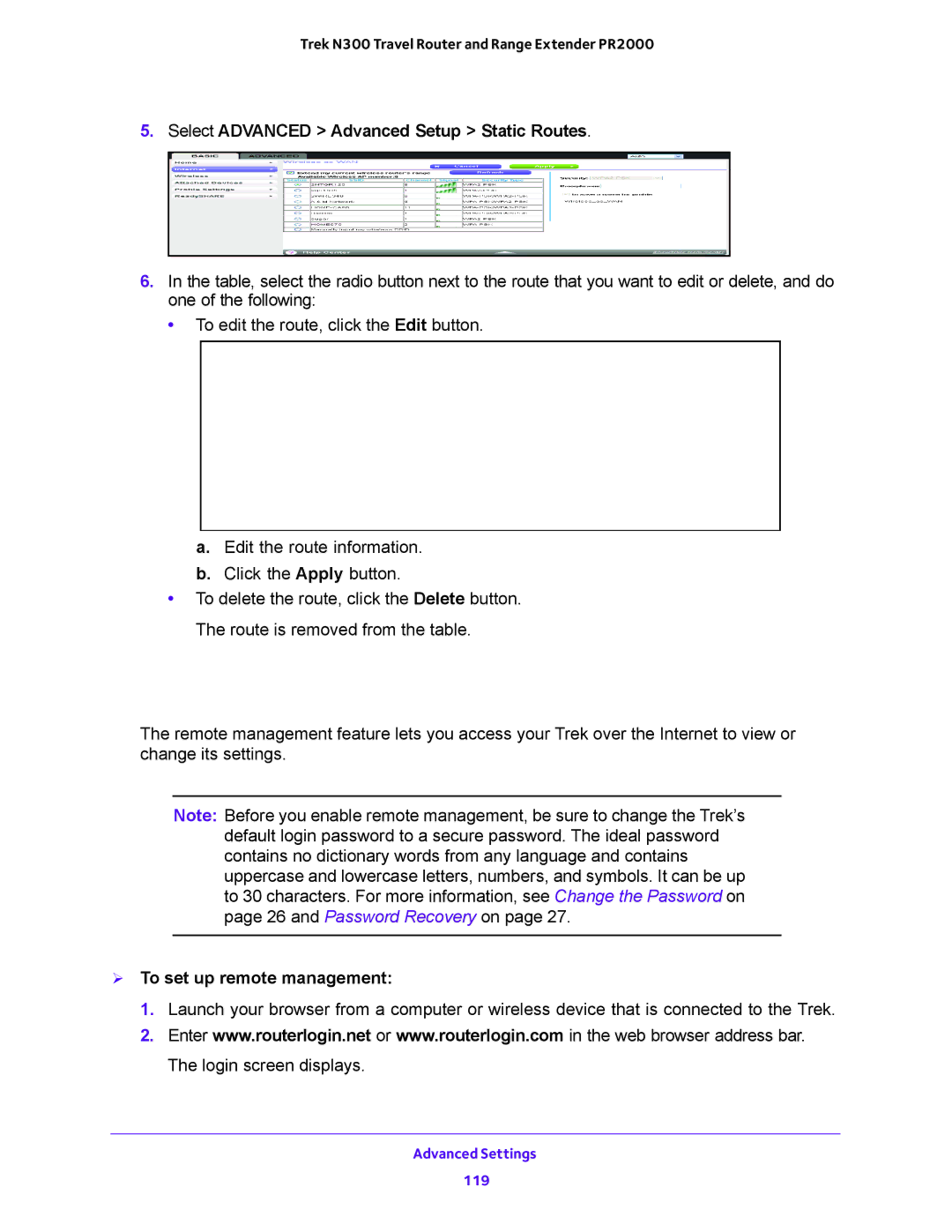 NETGEAR PR2000 user manual Remote Management,  To set up remote management 