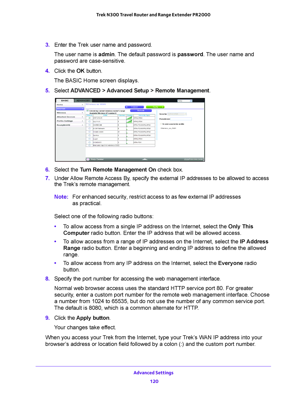 NETGEAR PR2000 user manual Advanced Settings 120 