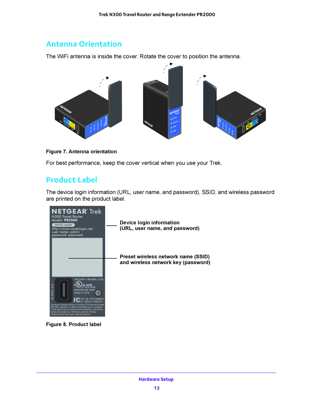 NETGEAR PR2000 user manual Antenna Orientation, Product Label 