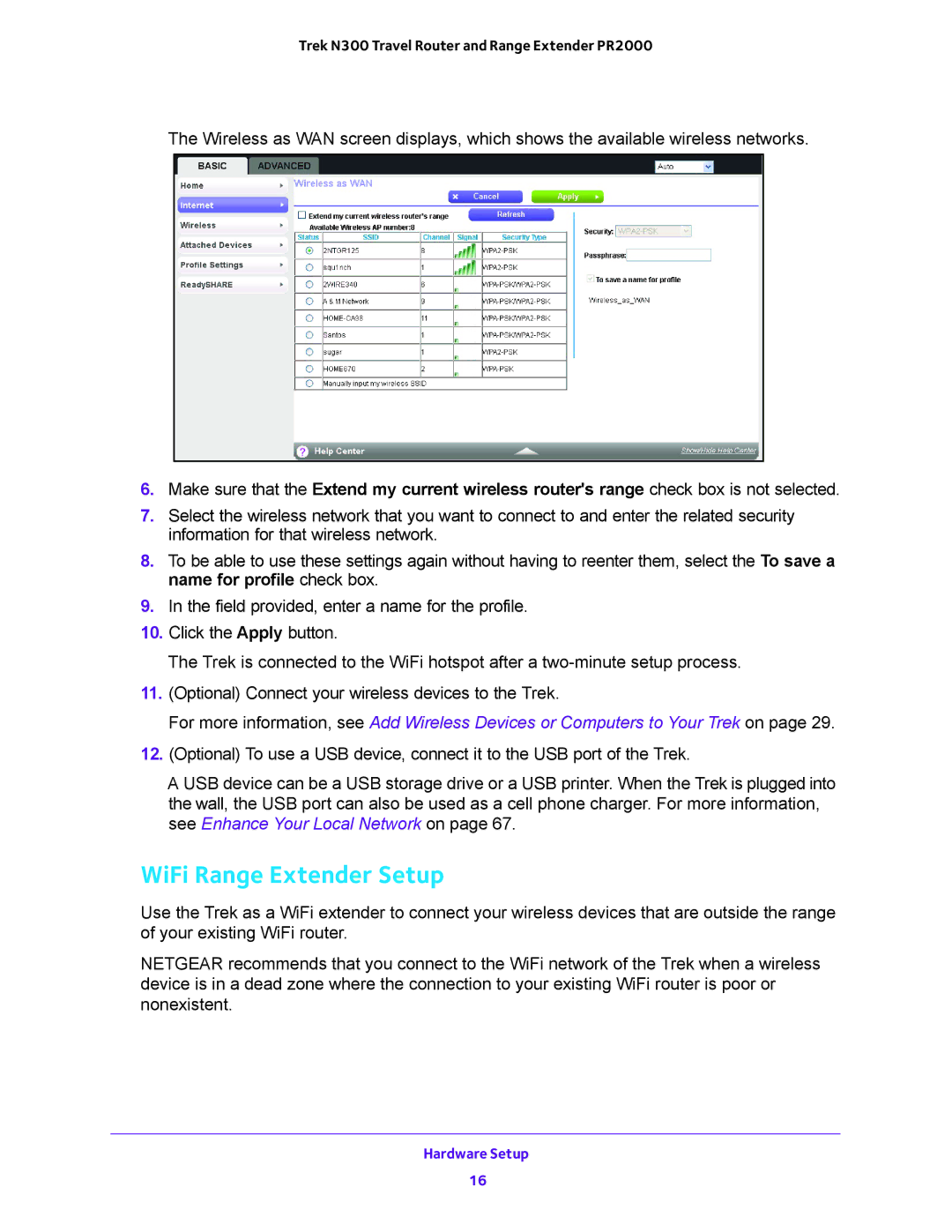 NETGEAR PR2000 user manual WiFi Range Extender Setup 