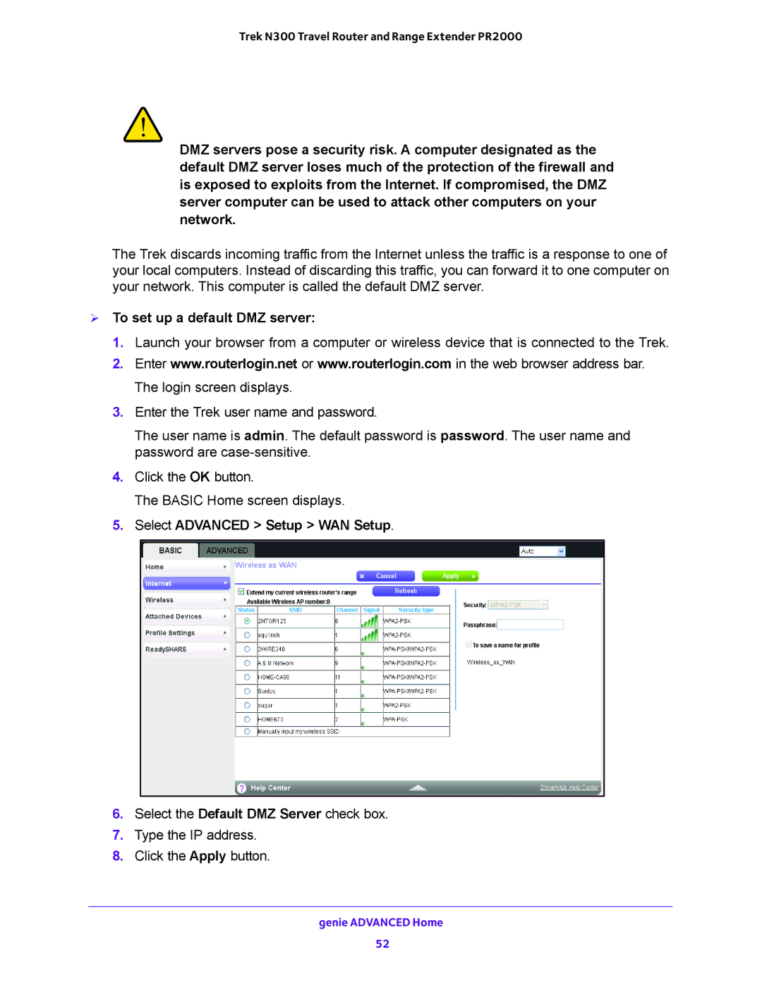 NETGEAR PR2000 user manual  To set up a default DMZ server 