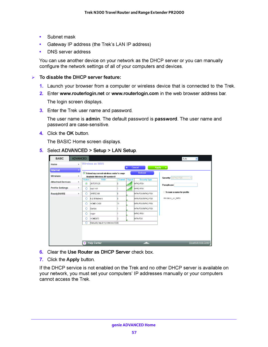 NETGEAR PR2000 user manual  To disable the Dhcp server feature 