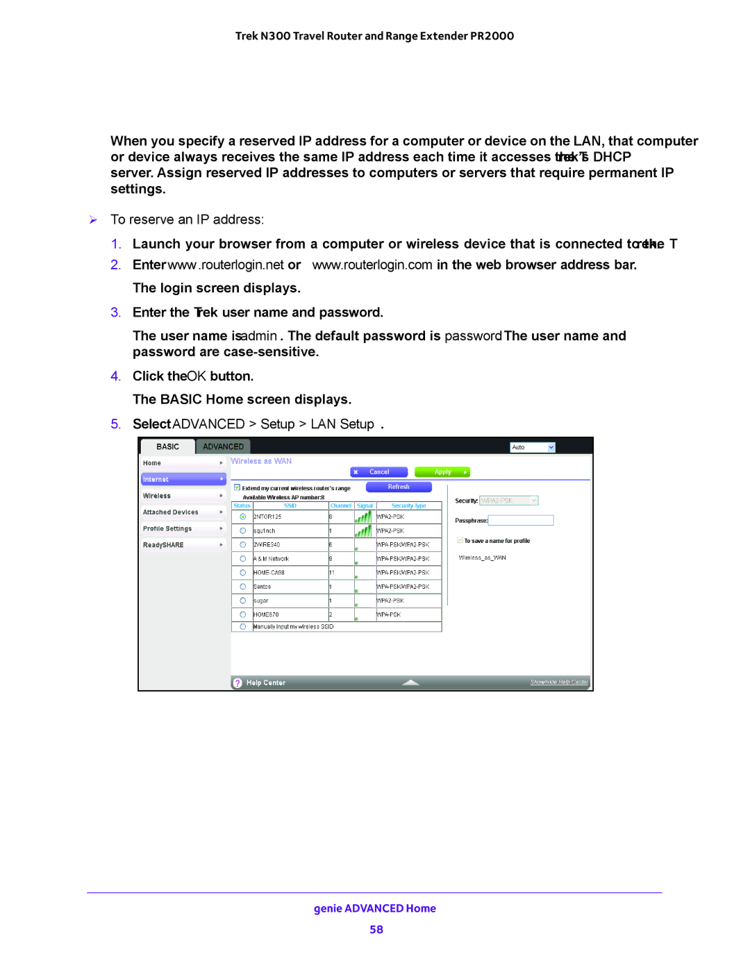 NETGEAR PR2000 user manual Set Up Address Reservation,  To reserve an IP address 