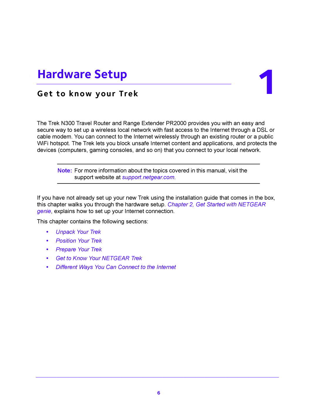 NETGEAR PR2000 user manual Hardware Setup, Get to know your Trek 