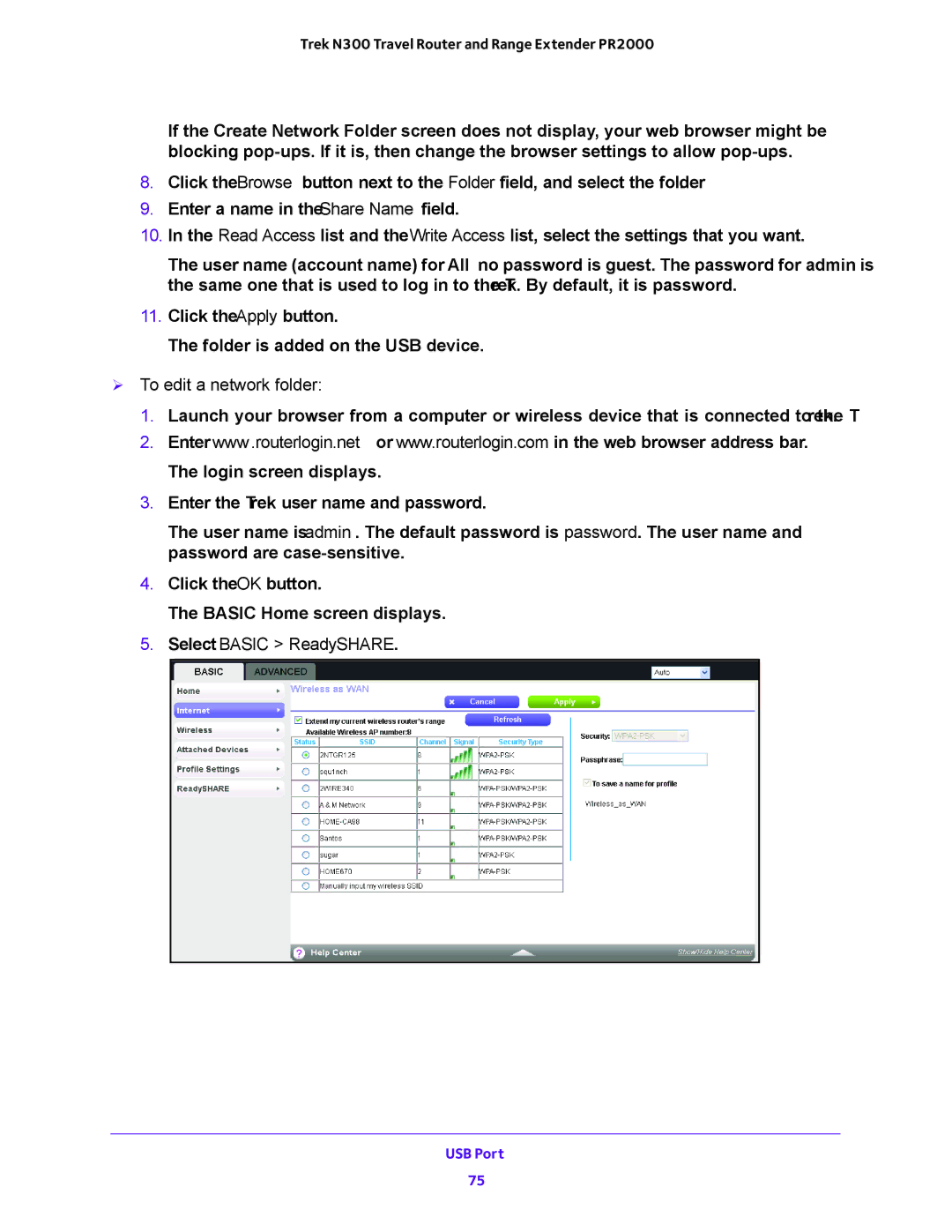 NETGEAR PR2000 user manual  To edit a network folder 