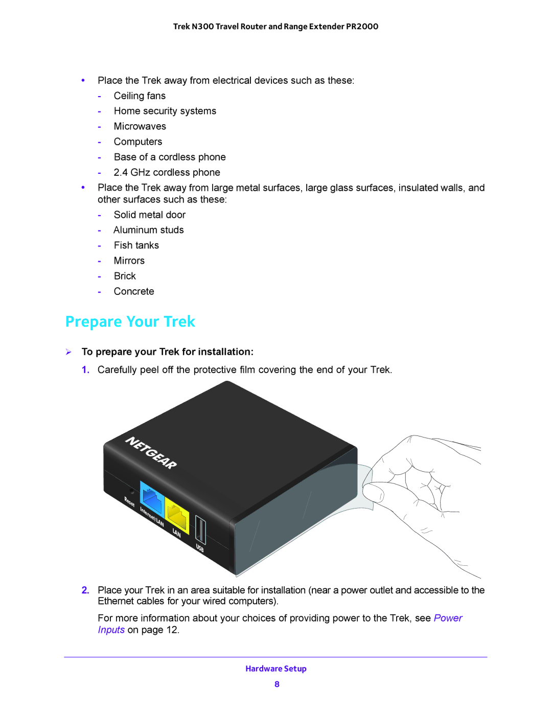 NETGEAR PR2000 user manual Prepare Your Trek,  To prepare your Trek for installation 