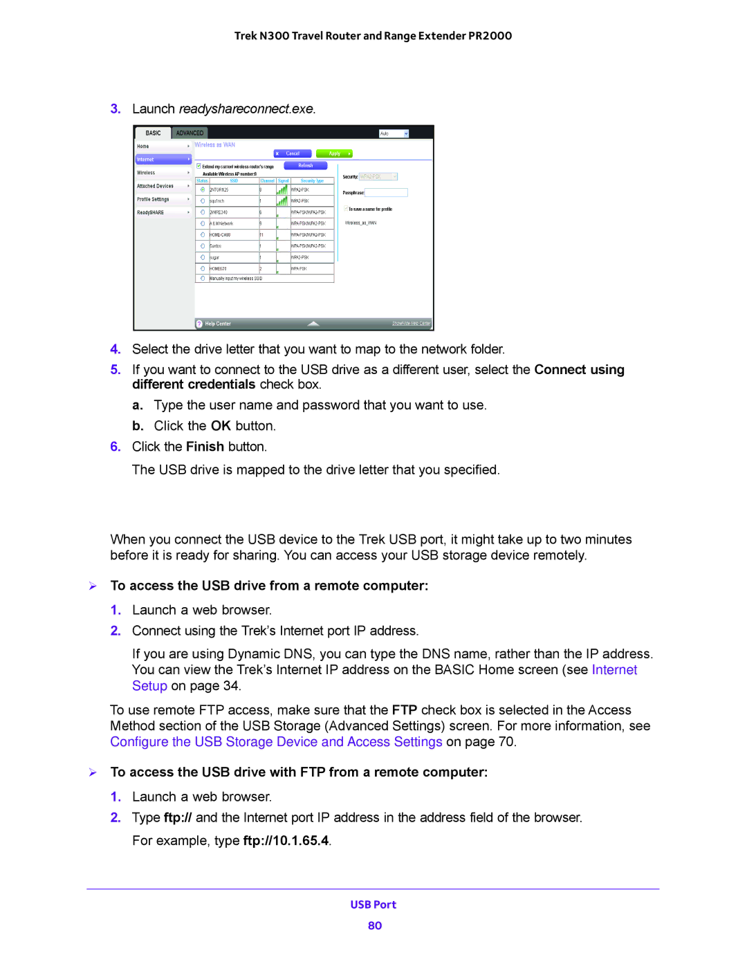 NETGEAR PR2000 user manual Access Your USB Storage Device Remotely,  To access the USB drive from a remote computer 