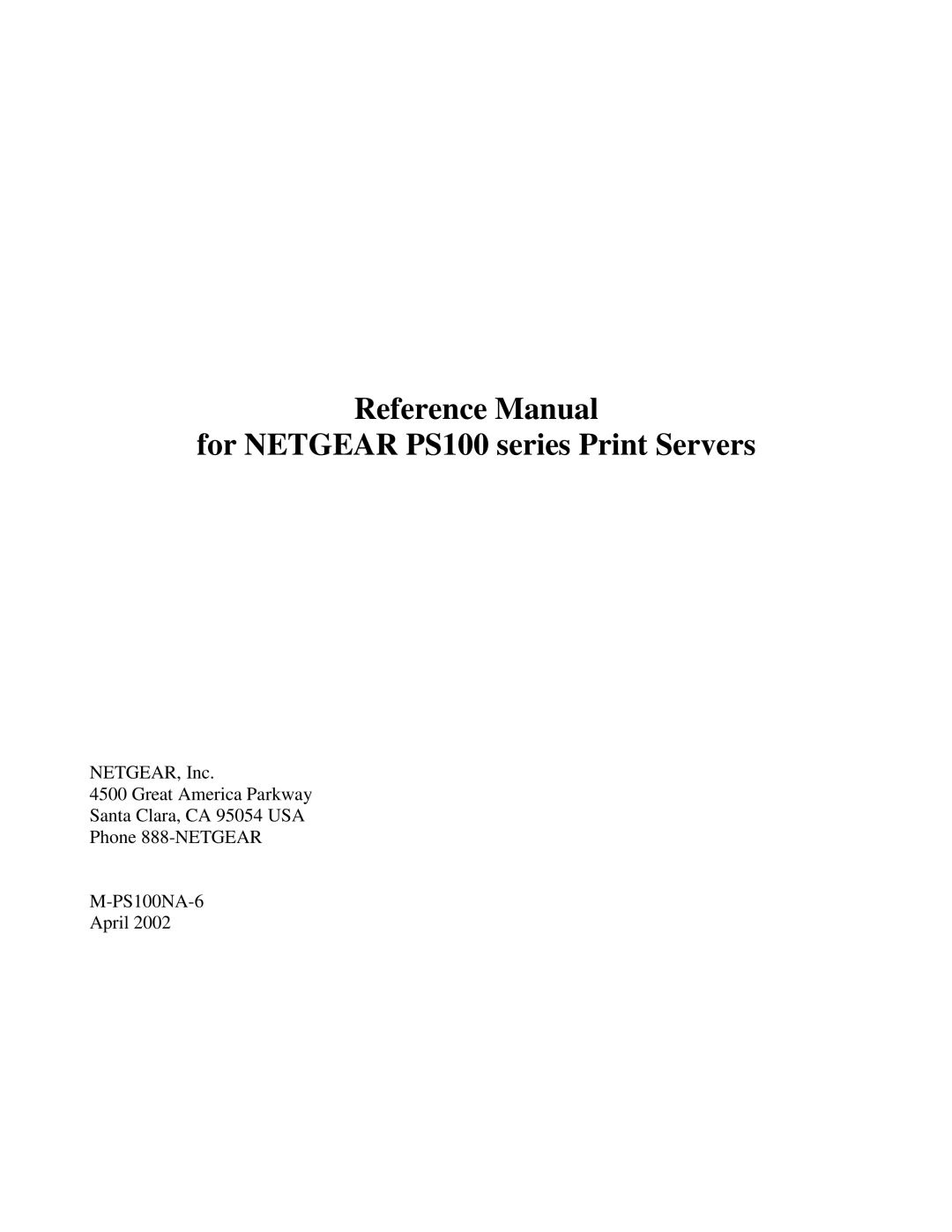 NETGEAR manual Reference Manual For Netgear PS100 series Print Servers 