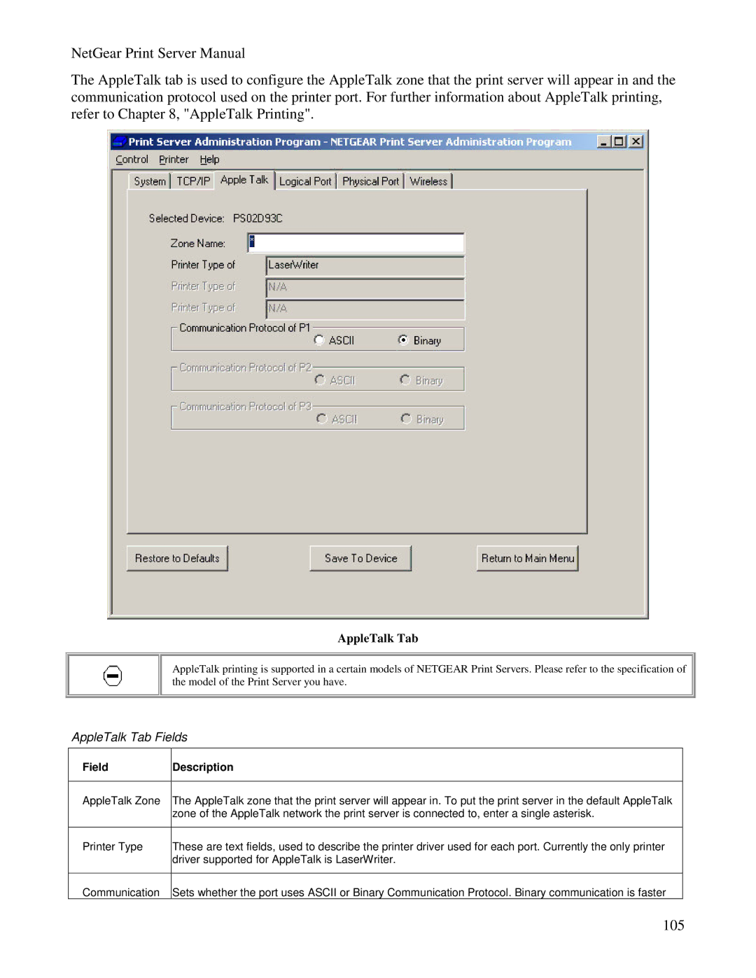 NETGEAR PS100 manual 105 