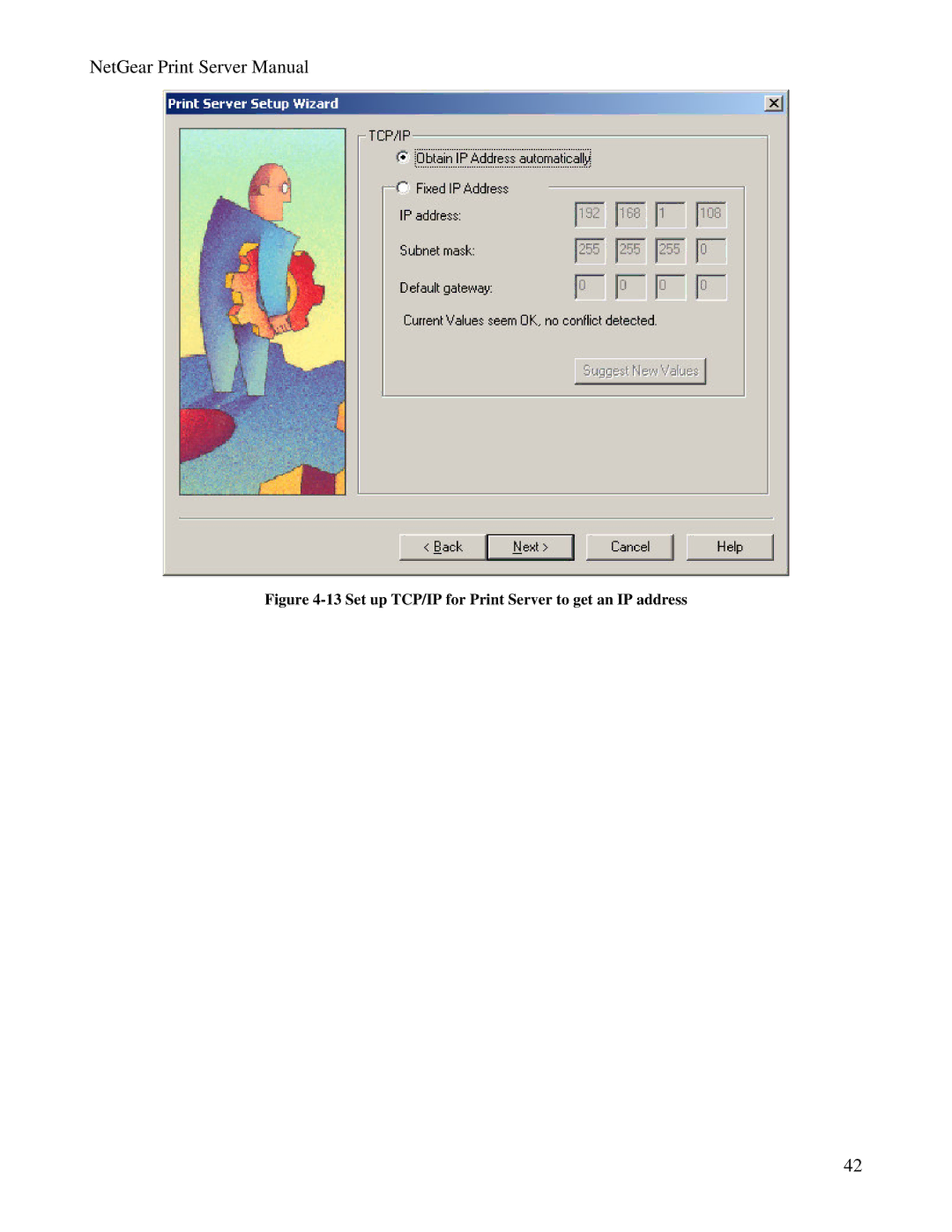 NETGEAR PS100 manual Set up TCP/IP for Print Server to get an IP address 