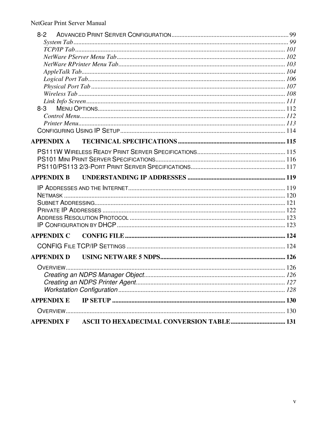 NETGEAR PS100 manual Appendix C Config File 