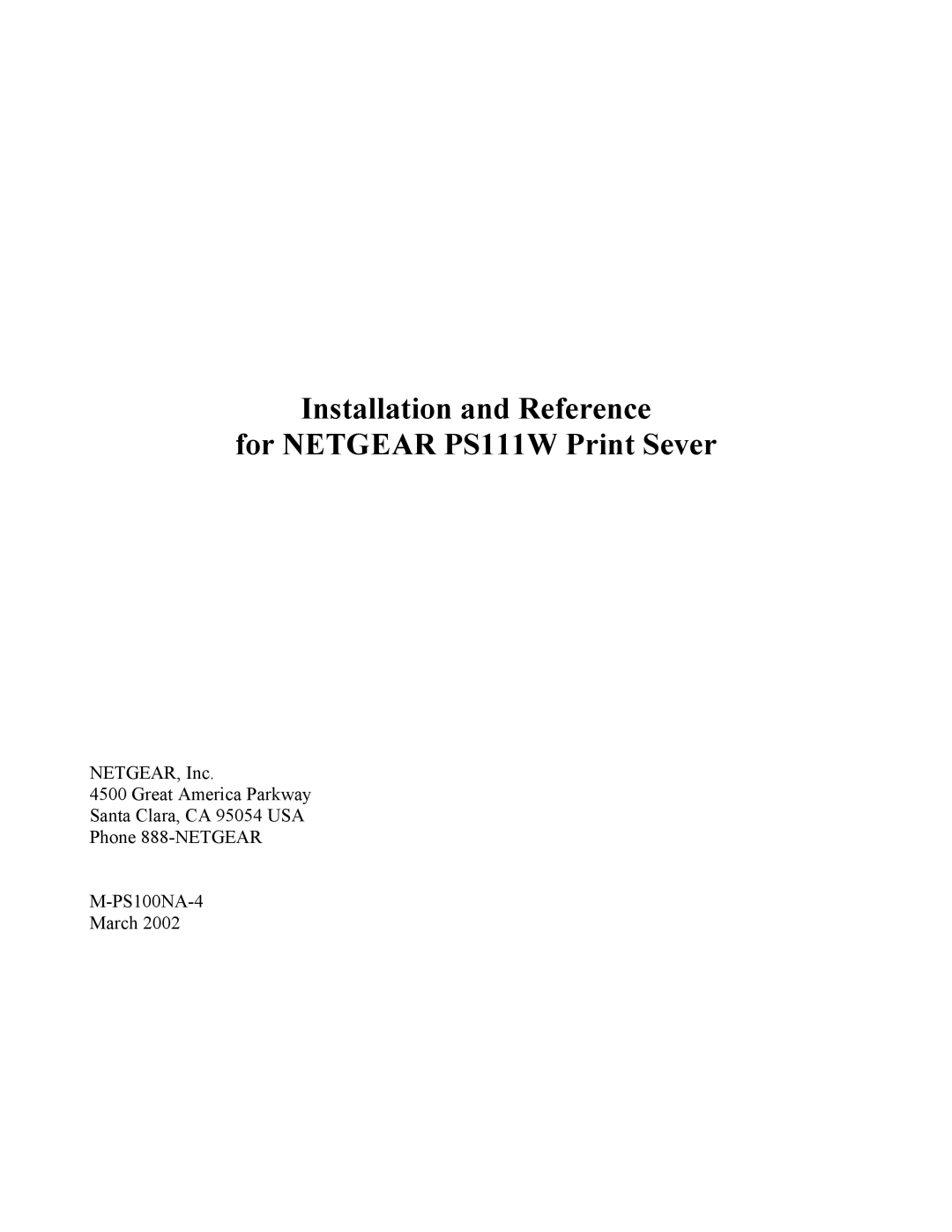 NETGEAR manual Installation and Reference For Netgear PS111W Print Sever 