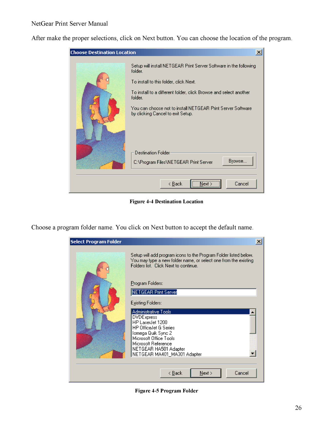 NETGEAR PS111W manual Destination Location 