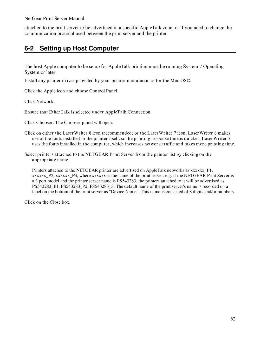 NETGEAR PS111W manual Setting up Host Computer 