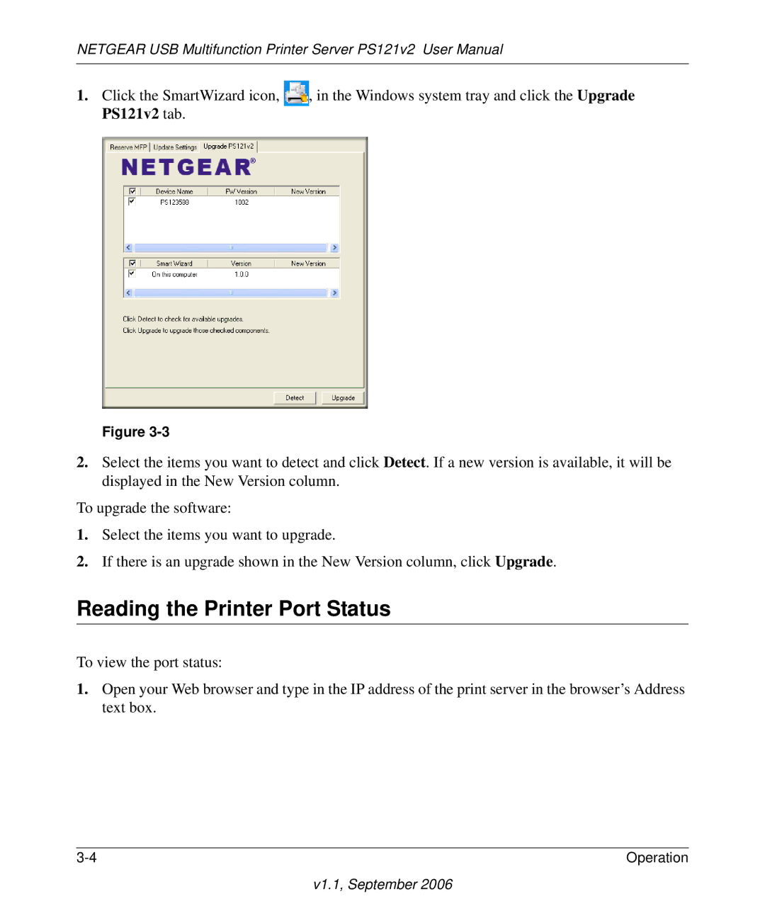 NETGEAR PS121v2 user manual Reading the Printer Port Status 