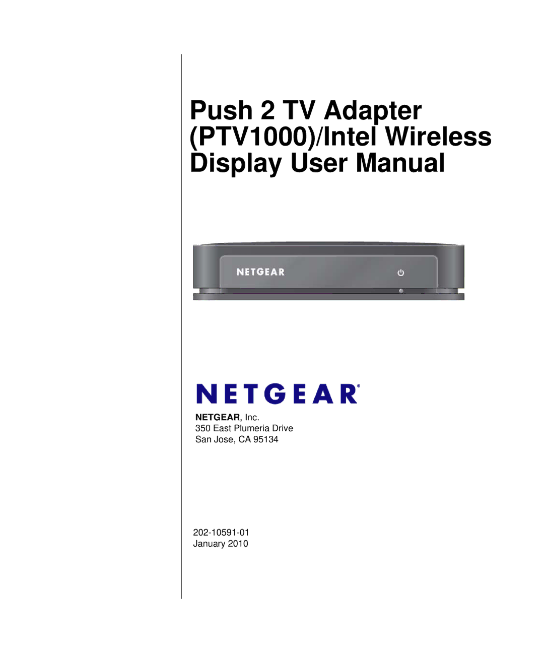 NETGEAR user manual Push 2 TV Adapter PTV1000/Intel Wireless 