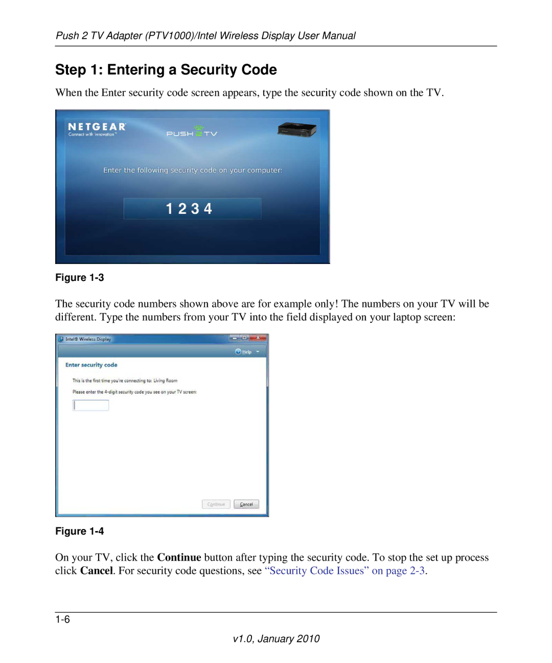 NETGEAR PTV1000 user manual Entering a Security Code 