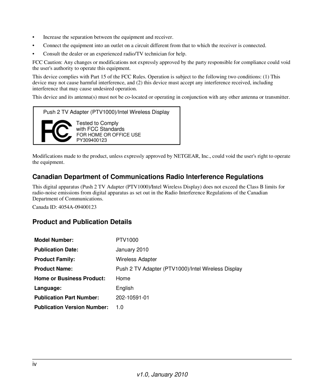 NETGEAR PTV1000 user manual Product and Publication Details 