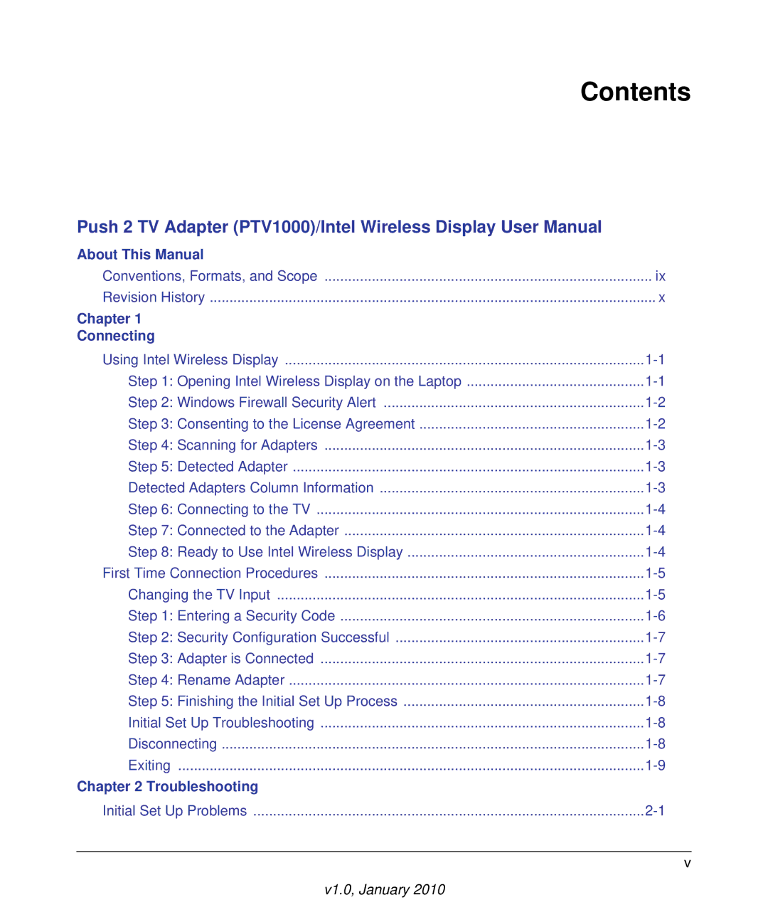 NETGEAR PTV1000 user manual Contents 