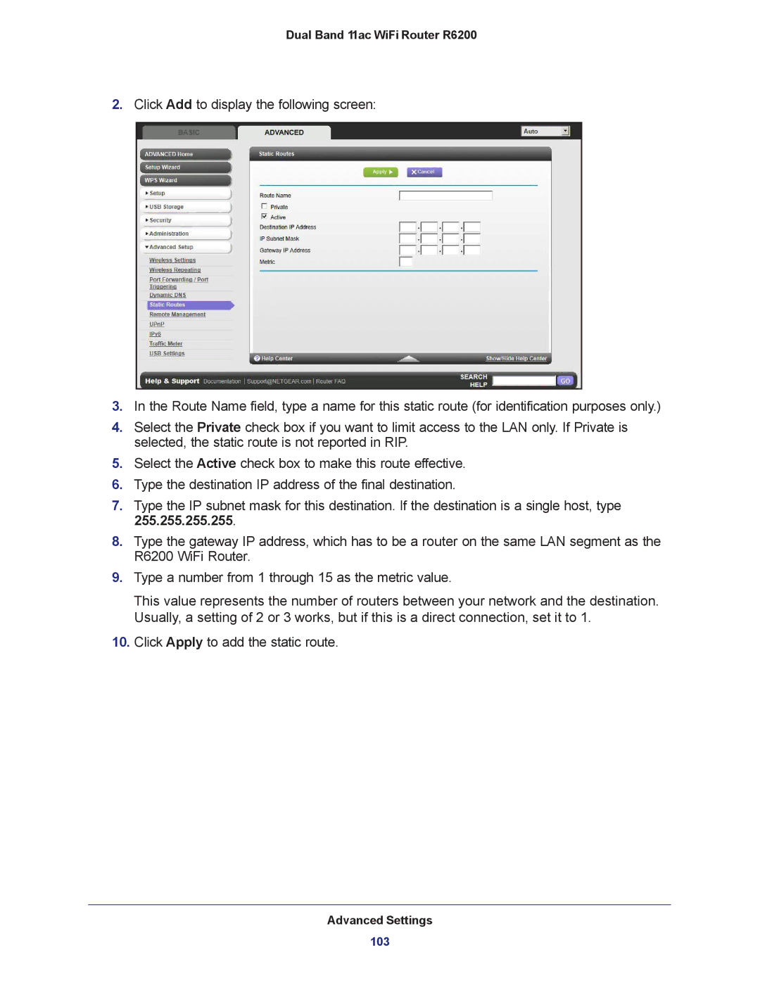 NETGEAR R6200-100NAS user manual 255.255.255.255 