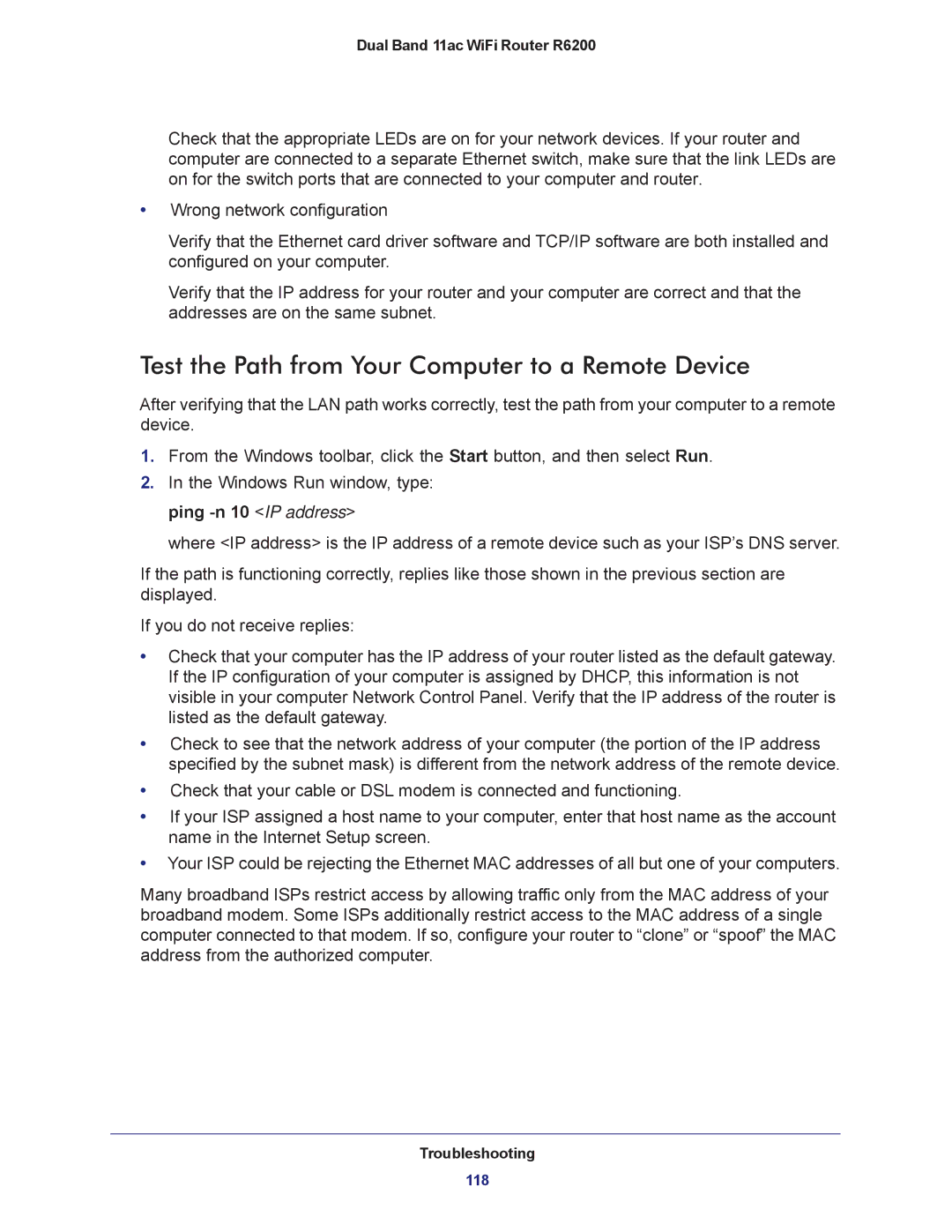 NETGEAR R6200-100NAS user manual Test the Path from Your Computer to a Remote Device 