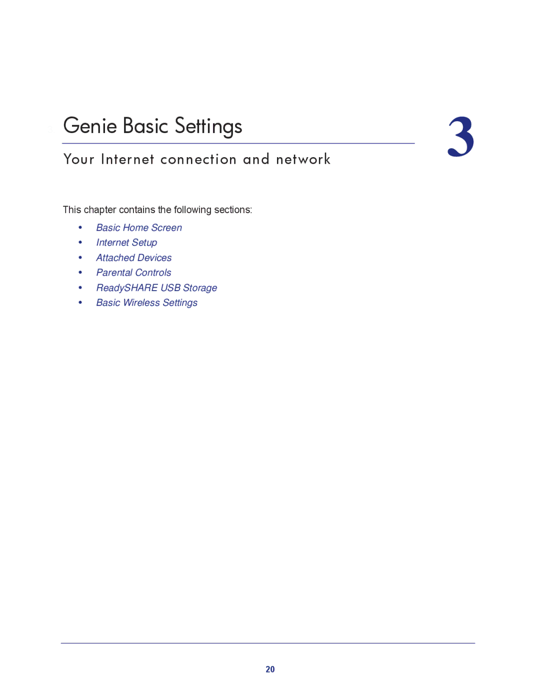 NETGEAR R6200-100NAS user manual Genie Basic Settings, Your Internet connection and network 