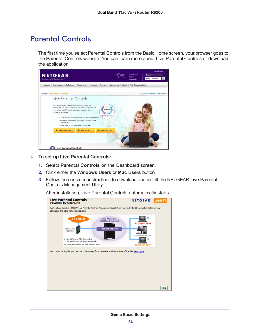 NETGEAR R6200-100NAS user manual  To set up Live Parental Controls 