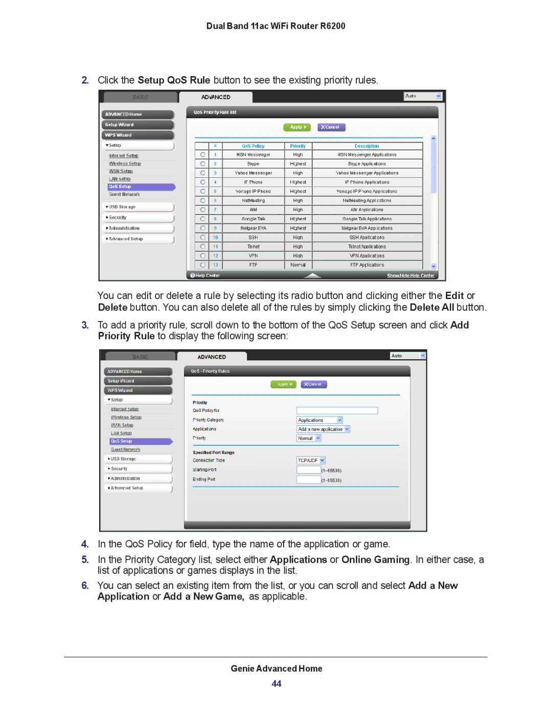 NETGEAR R6200-100NAS user manual Dual Band 11ac WiFi Router R6200 